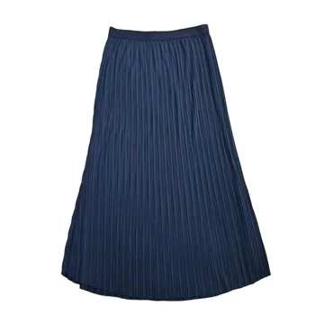 Wholesale Custom Summer Women's Fall Elegant Long Maxi Pleated Plus Size Skirt Breathable Natural Waistline Lady Clothing