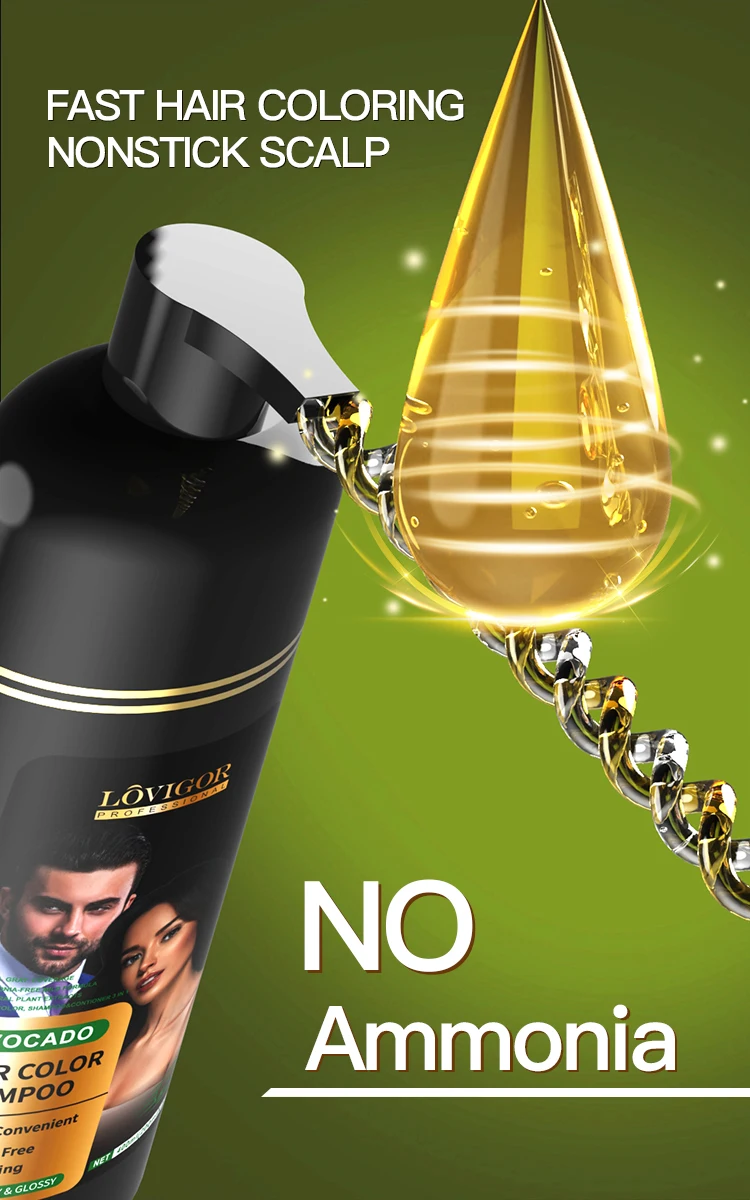 3 In 1 Ammonia Free Magic Permanent Fast Black Dye Hair Color Shampoo ...