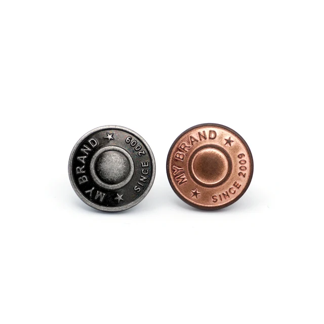 Metal Custom Logo Denim Button Jeans Set Replacement Adjustable Pin Perfect Fit Instant Buttons for Jeans