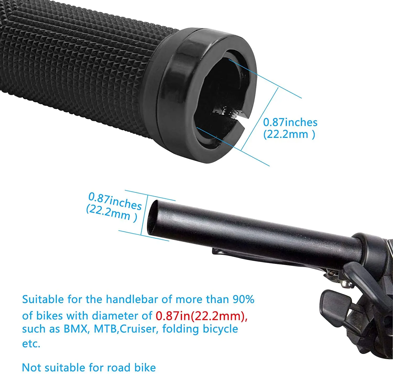 Manopole Bici Antiscivolo - In Lega Alluminio, Ergonomiche, Per MTB E Strada, 22.2 Mm - Foto 7