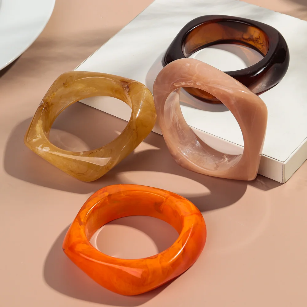 Bracciale rigido in resina colorata, gioielli impilabili Boho