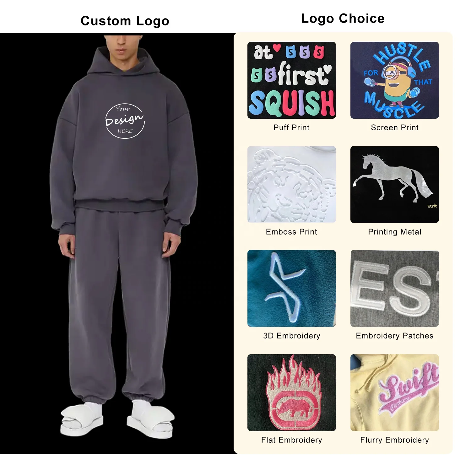 JL0907A Straight Leg Sweatsuits With No Drawstrings Men High Quality Heavyweight Joggers Set Sweatpants and Hoodies Set for Men