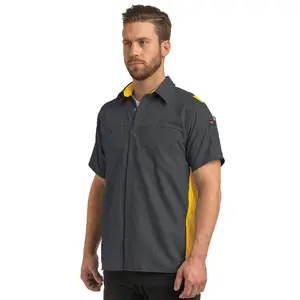 Plus Size Mens Technology Wholesale Price Casual Two Tone Color Twill Construction Work Shirts