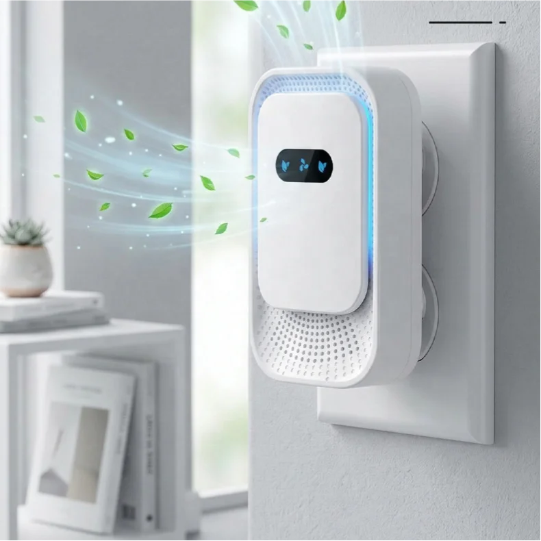 Wall Plug Air Ionizer Modern Rounded Edge Air Cleaner with Ambient Light Eliminate Smoke Dust Pollen for Bedroom Office Toilet 5