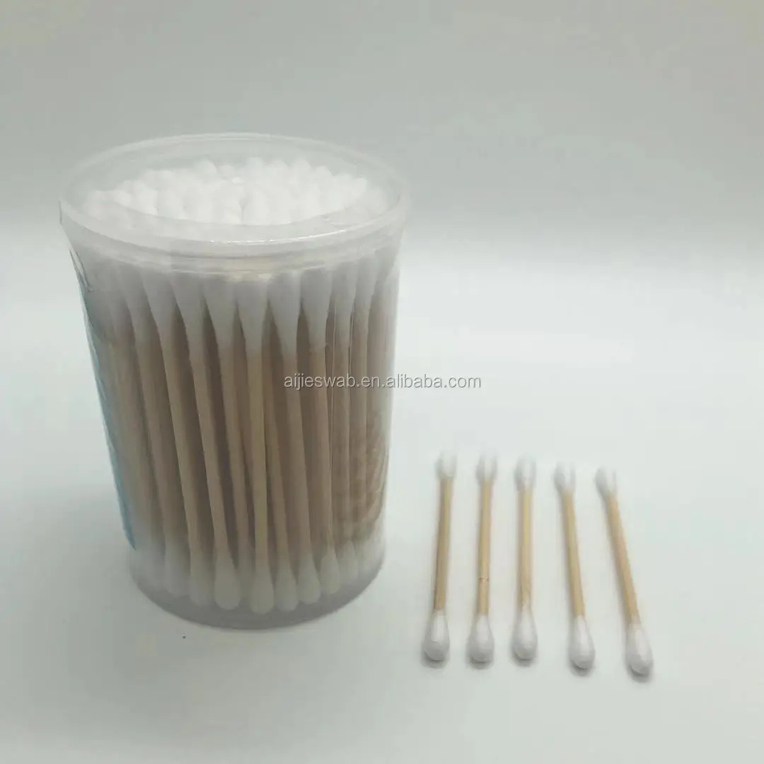 Одноразовые двойные круглые бамбуковые палочки, ватные палочки