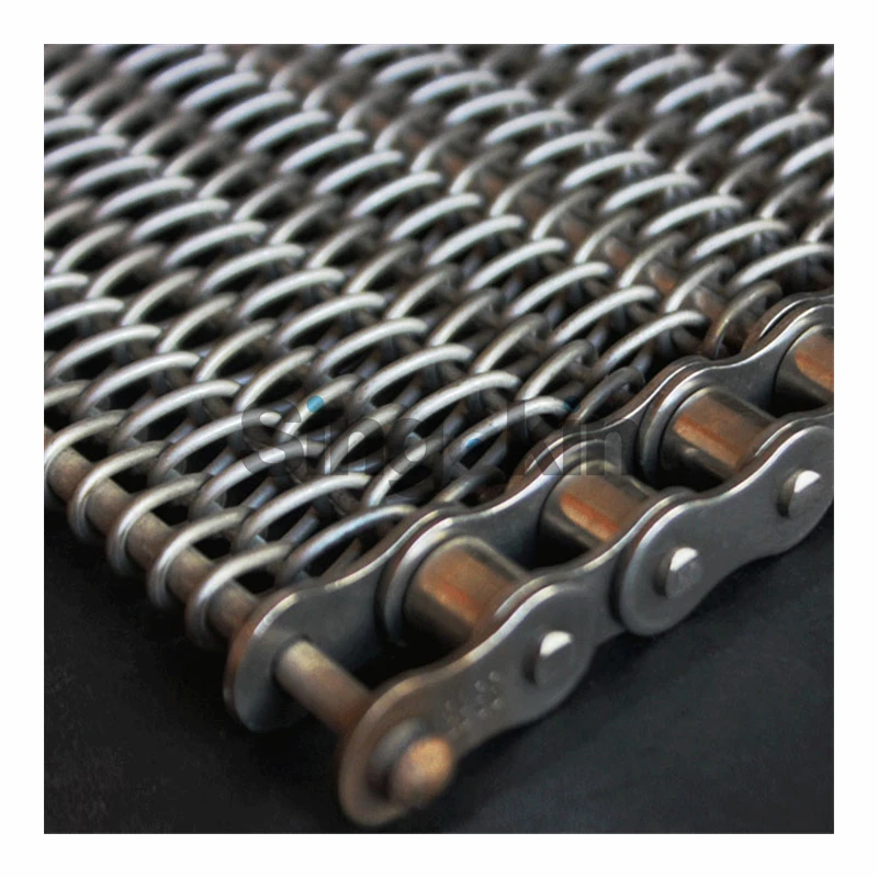 Stainless Steel Spiral Wire Mesh Chain Link Conveyor Belt with  Chain and Roller