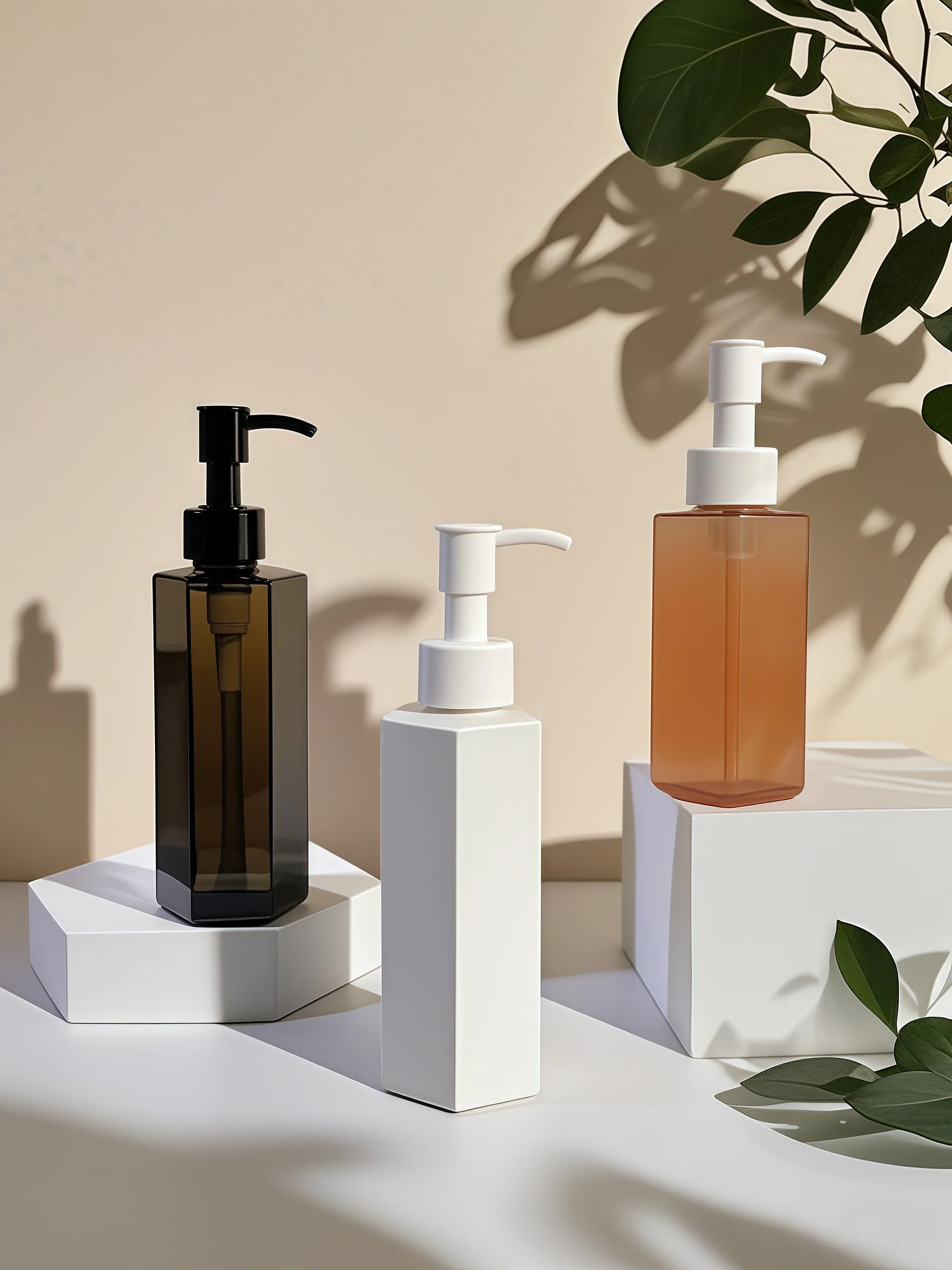 Hexagonal Straight Body PET Plastic Bottle with Press Pump Sealing for Cosmetic Lotion or Shampoo in 120ml 150ml 200ml Capacity