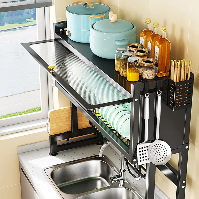 Hot Sell Kitchen Over Sink Dish Drying Rack Storage With Dust