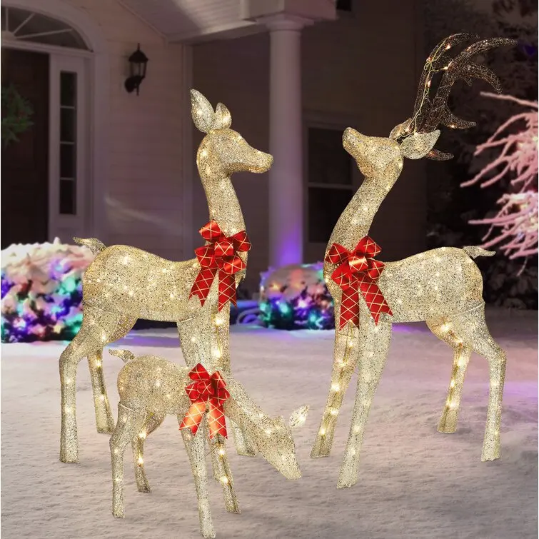 大型ヴィンテージクリスマスそりフルサイズ/鹿ライトサンタ節そり