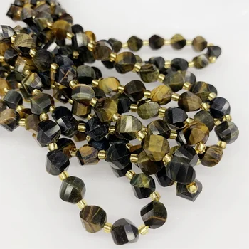 9-10mm Natural Tiger eye Spiral Twist Beads Faceted Loose Beads For Jewelry Making Bracelet Necklace Design Diy 15 inch