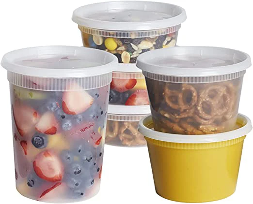 Microwavable Safe Round Leakproof Disposable 8oz/16 oz PP Plastic Heavy Duty Deli Food Storage Containers with Lid Logo