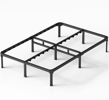 14 inch single bed frame with mattress slip plug - single black basic anti-squeaking steel strip metal platform,