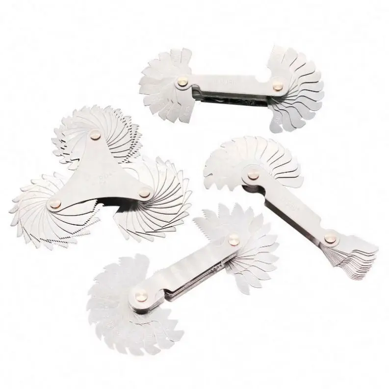 TEBAK Screw Gauge Set Thread Pitch Gage 52 Blades 60 Degree Metric 55 Degree Whit Worth Lock Thread Pitch Gage Feeler Gauge