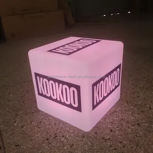 Landscape Motif Customized Logo UV Printing and Silkscreen LED Square Table Lights Indoor Cube Lamps Decorations for Festival