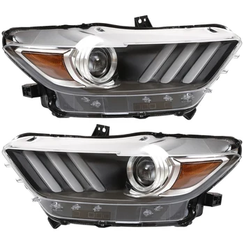 Headlights Assembly Headlamps w/LED DRL Pair fit for 2015-2017 Ford Mustang HID/Xenon Projector Headlamp Headlight for Car
