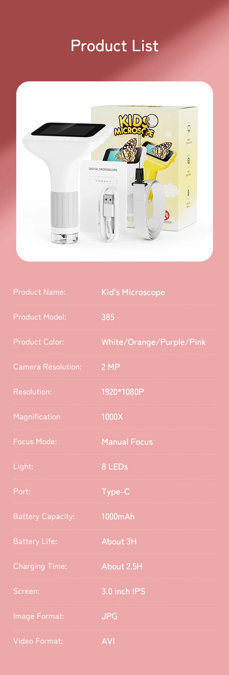 Customizable Handheld 1000X Digital Microscope with 3" Screen - Image 10