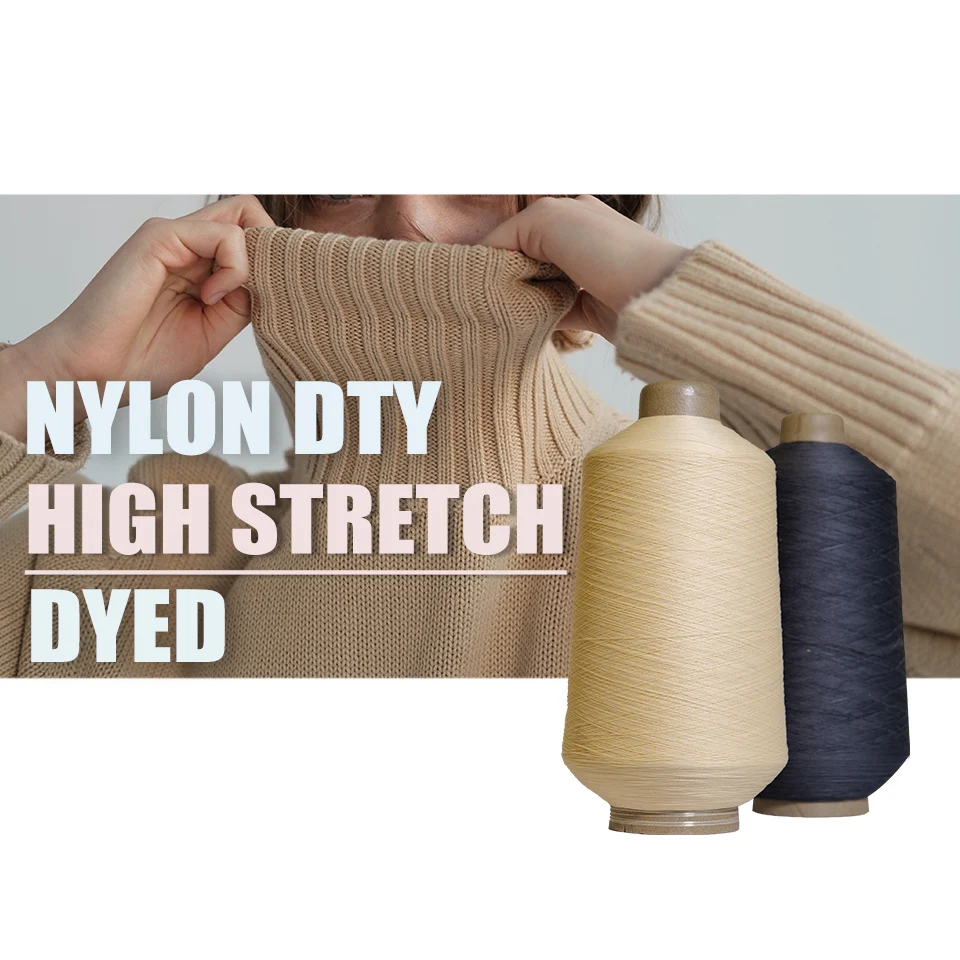 Twisting Stretch Elastic Nylon Yarn 6 For Socks Knitting DTY 100% Nylon Textile Yarn Raw White Colored Dyed Sock Yarn