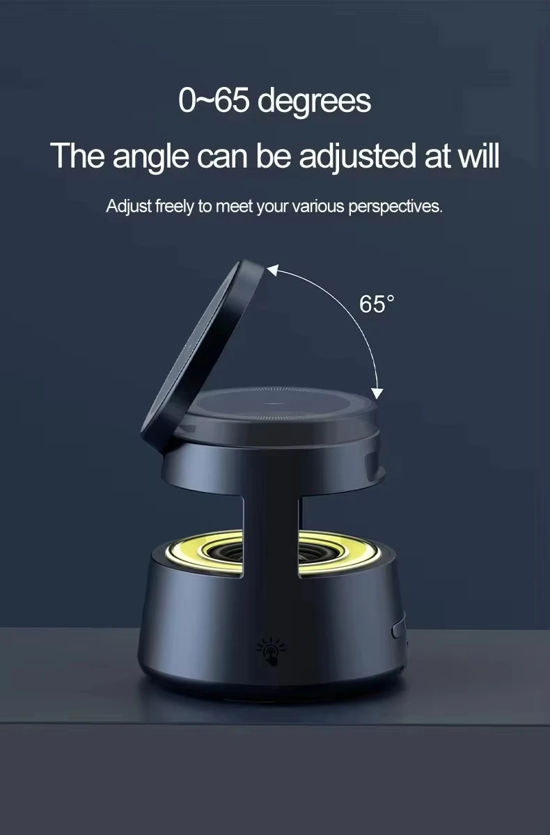Newest 5 in 1 Wireless Fast Charger Stand with Speaker 3 in 1 Smart Light Desk Table Lamp Gift Night for Dorm Kids Adults