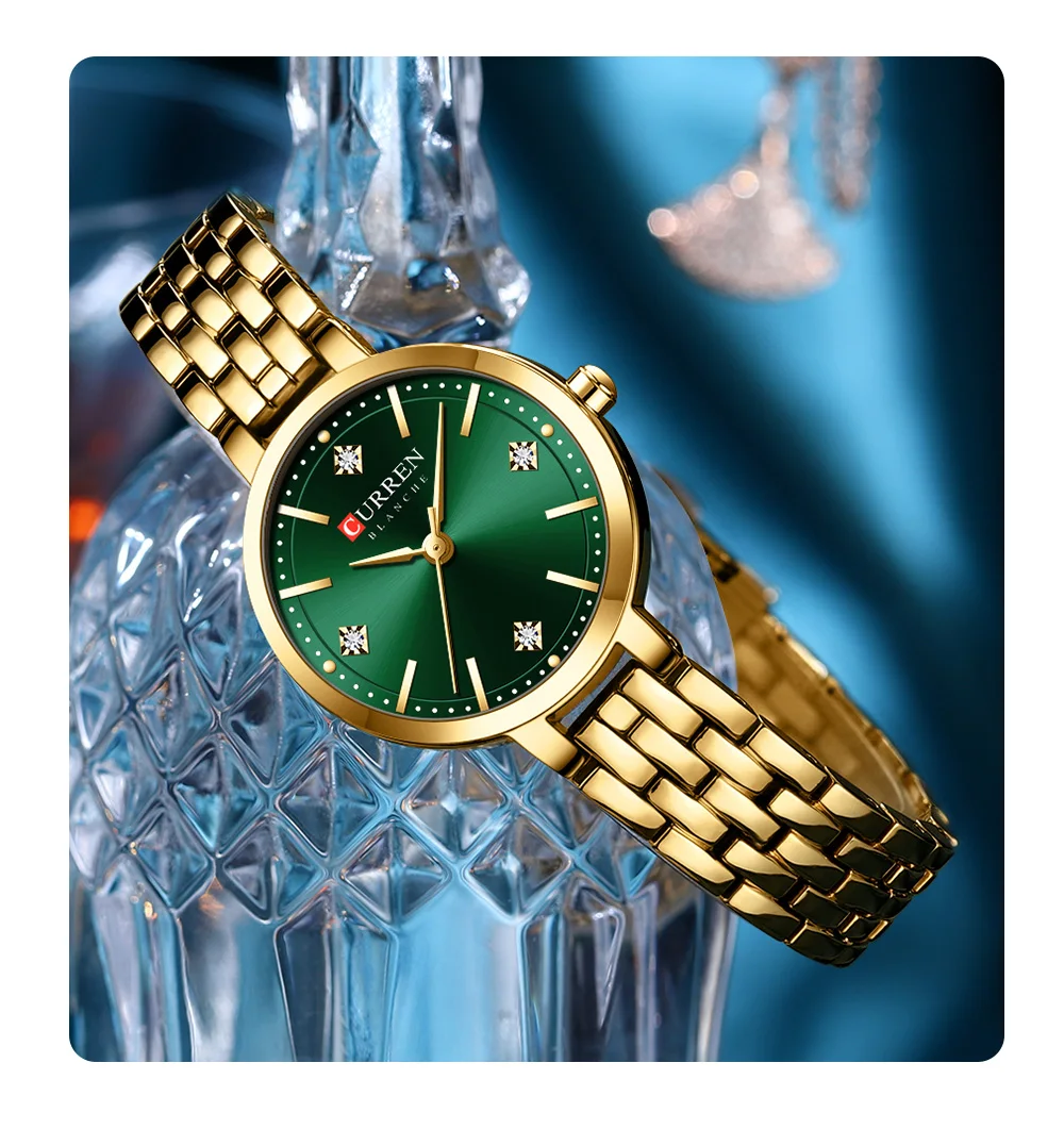 Curren 9106 Fashion Golden Quartz Wristwatch Stainless Steel Waterproof Women's Watches Original Luxury Ladies Watch for Women