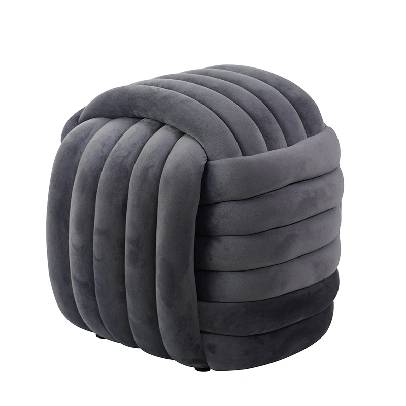 Decent Living Room Velvet Ottoman Best Comfort Footrest Stool Vanity Dressing Knit Lines Stool