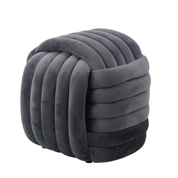 Decent Living Room Velvet Ottoman Best Comfort Footrest Stool Vanity Dressing Knit Lines Stool