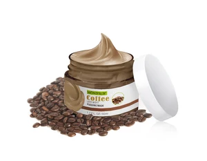 Private Label Coffee Remove Edema Water Clay Pudding Texture Face Mask Vitamin E Hyaluronic Acid Mud Sleep Mask Tired Dull Skin
