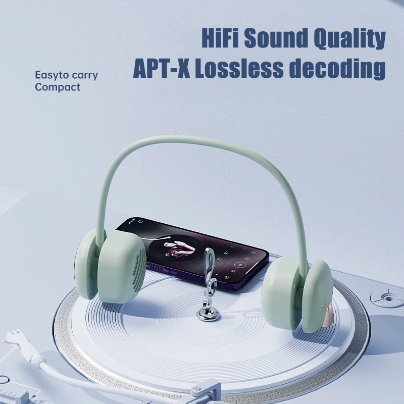 2023 New Compact  Retractable  HiFi Sound 6W Power  Neck  Wear BT Speaker Wireless  with LED Torch