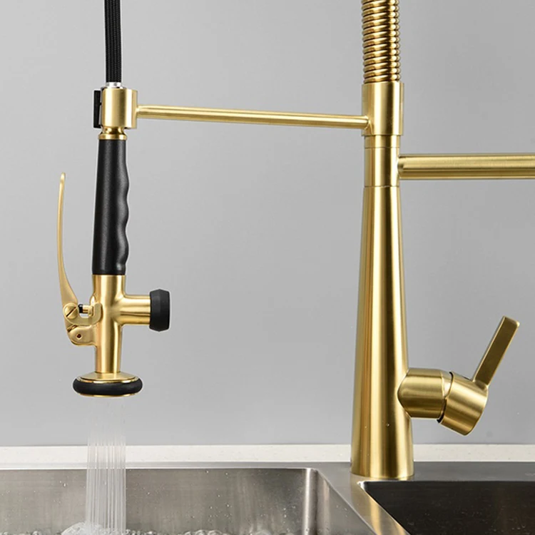 Mezclador de grifos de cocina con resorte extraíble de una sola palanca