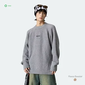 Teen Color Block Crew Neck Integrated Fleece Sweater Warm Winter Pullover Custom Logo