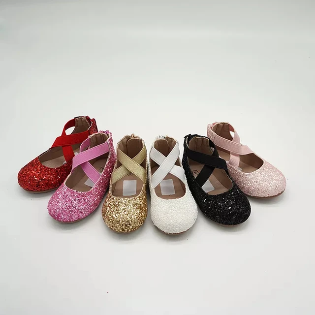 Girls Ballet Flats Baby Dance Party Girls Shoes Gold Bling Princess Shoes 3-12 years - Image 3