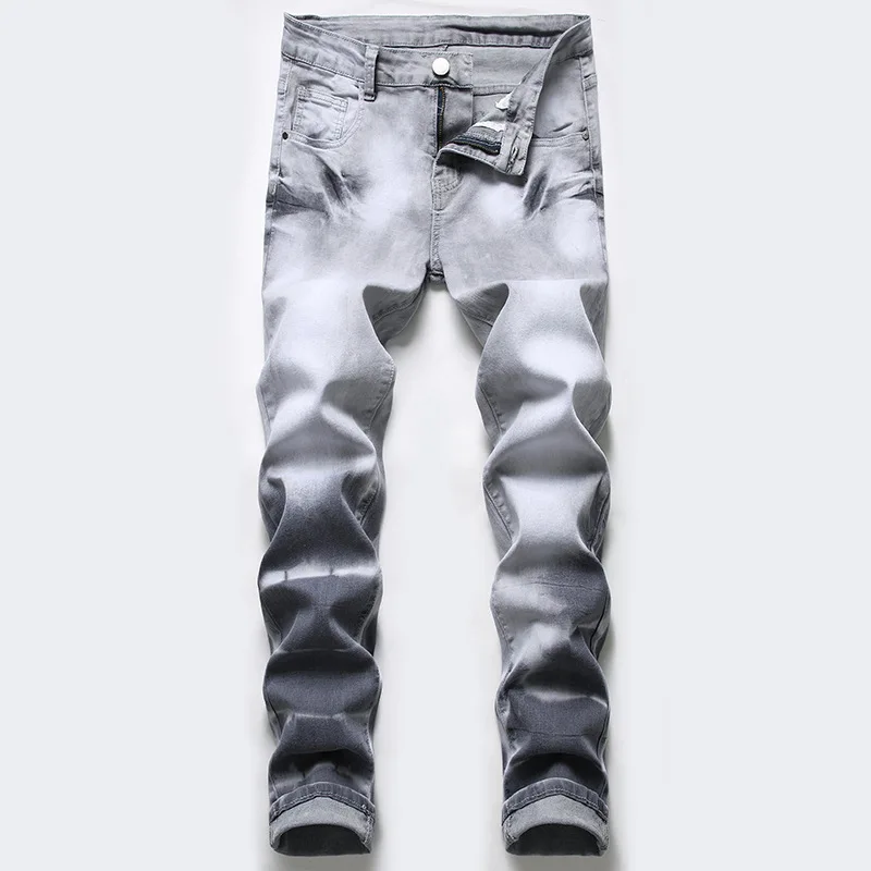 High Quality Custom Ripped Jeans Slim Fit Stacked Jeans For Mens Denim