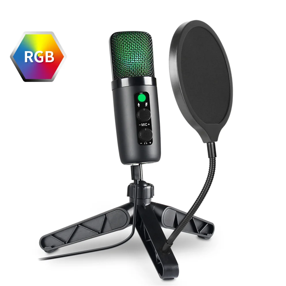 JIY Bm501 Recording Studio Microphone USB Podcast MIcrophone Mike RGB Gaming Condenser Microphone