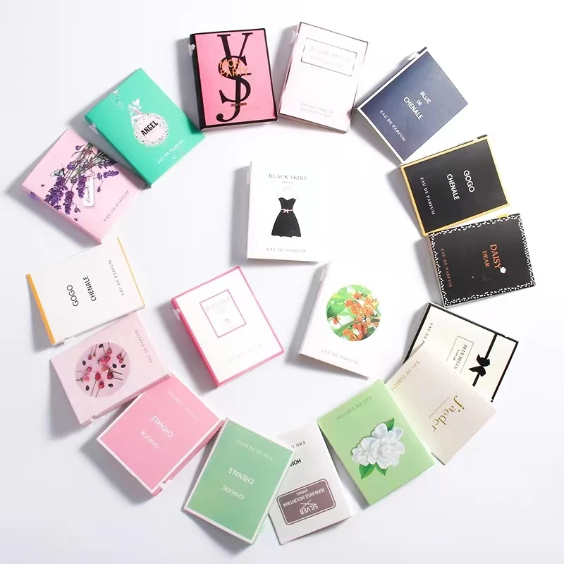 Wholesale Brands Custom Logo Printing Brochure Perfume Sample Card Printing Packaging Cards with Bottle