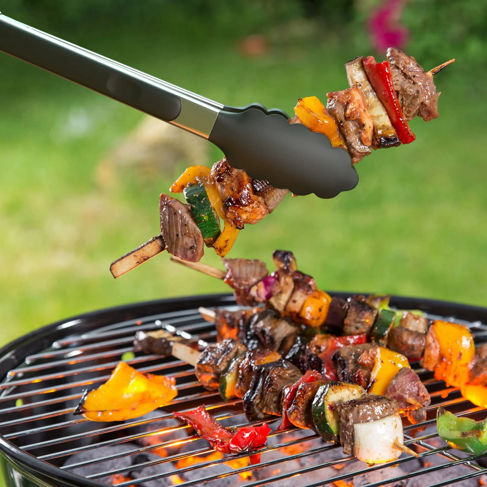 Wholesale Customized Logo Non-Stick BBQ Grilling Locking Tong Food Cooking Kitchen Silicone Tongs with Base supplier