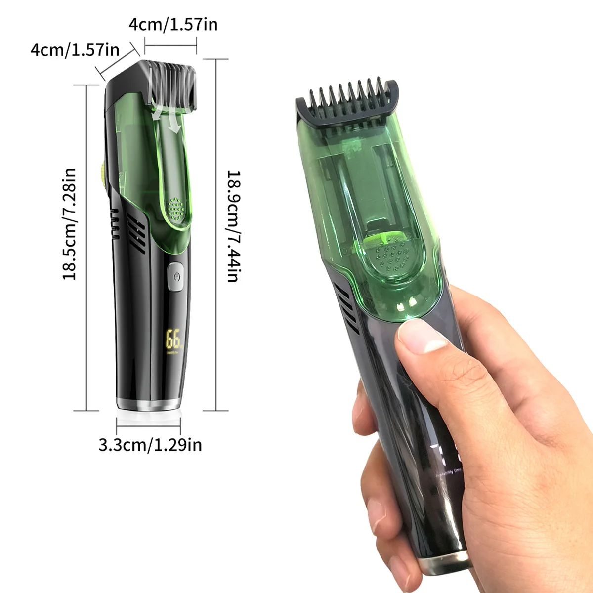 Automatic Vacuum Low-Noise Hair Clipper with Ceramic Black Moving Blade for Professional and Household Use
