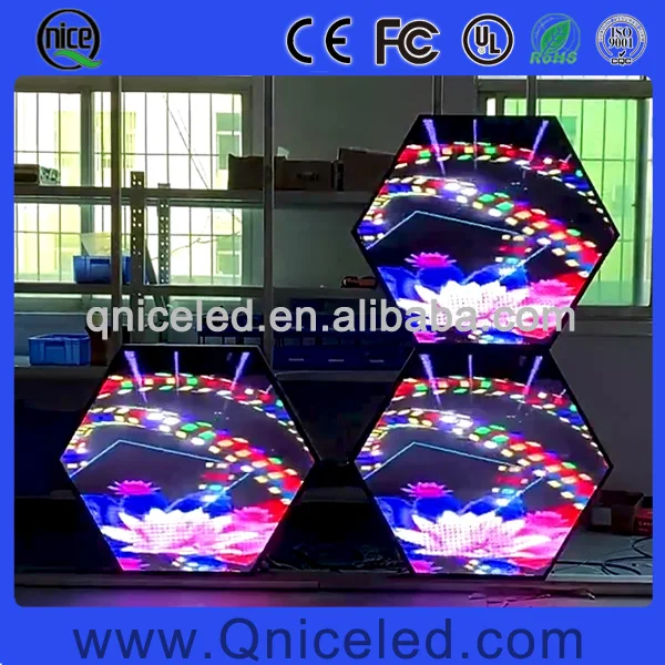 Ceiling Hanging Wall Mounted Hexagon LED Screen Video Advertising Display Digital Signage Hexagon Wall Decor LED Panel Board