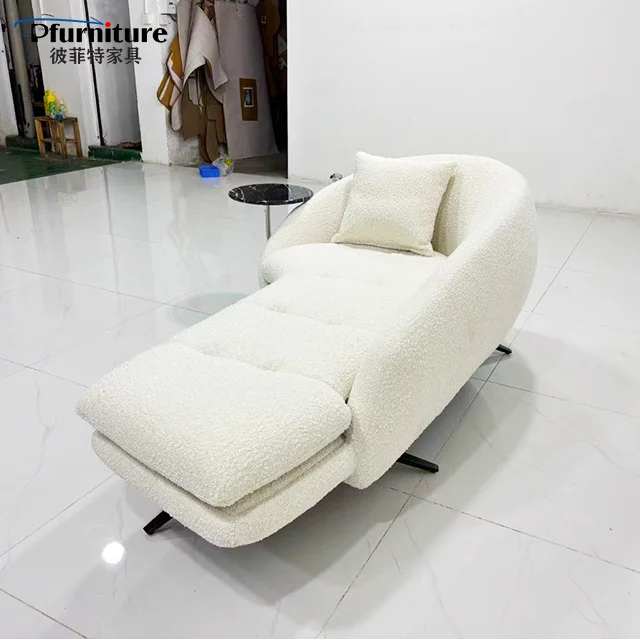 Italian Custom Style White Traditional Style Recliner Chair Balcony Leisure Lazy Sofa Tatami Chaise Longue for Living Room Sofas