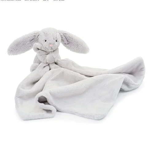 White Bunny Baby Security Blanket with Tags Soft Plush Stuffed Animal Toys Lovey Soothing Sensory Toy Cute Minky Dot Fabric Cuddle Snuggle Blanket 