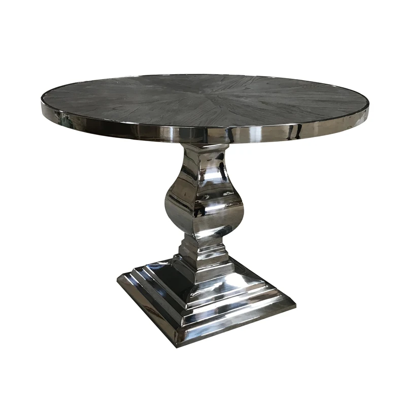 Reclaimed Elm Wood Top Stainless Steel Round Dining Table Buy Round Dining Table Dining Room Table Stainless Round Dining Table Product On Alibaba Com