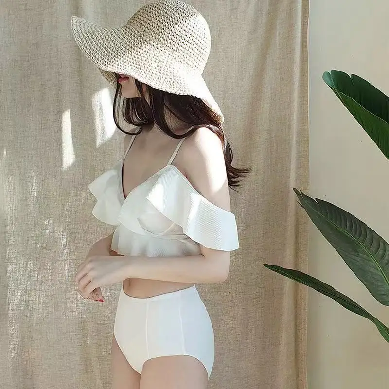 2023 High Waist  New Solid Color Bikini Women Swimsuit