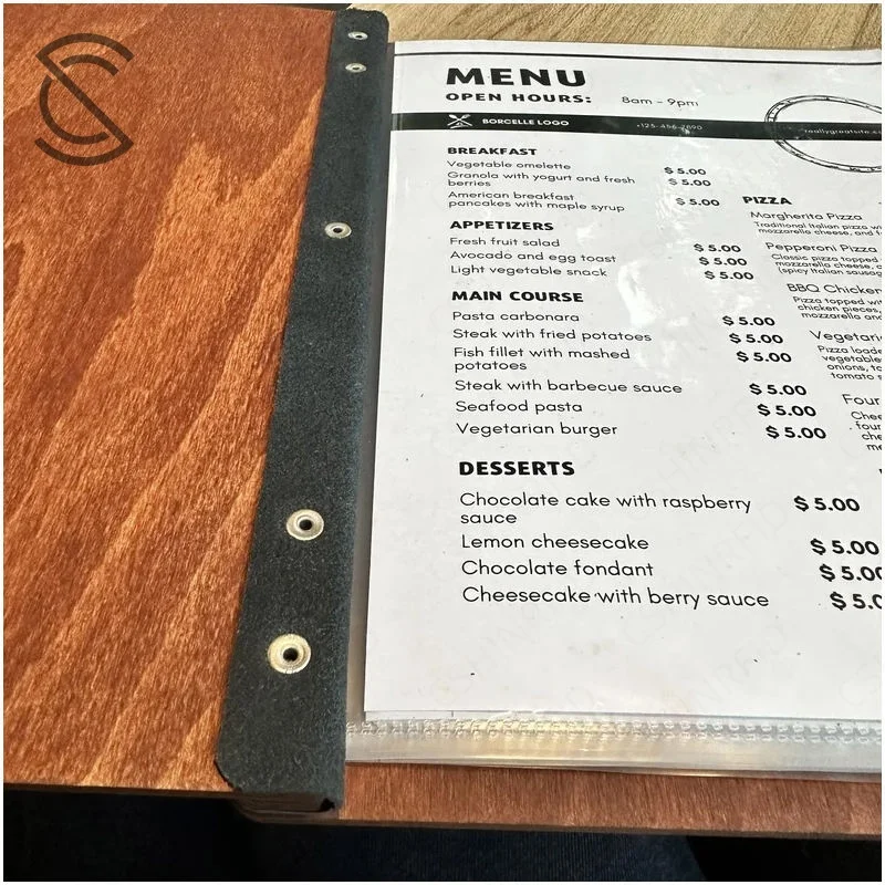 Wholesale Eco-friendly IP67 Waterproof Premium Custom Engraved Logo A4/A5 Wood Grain Menu Screw Post Binding for Cafe