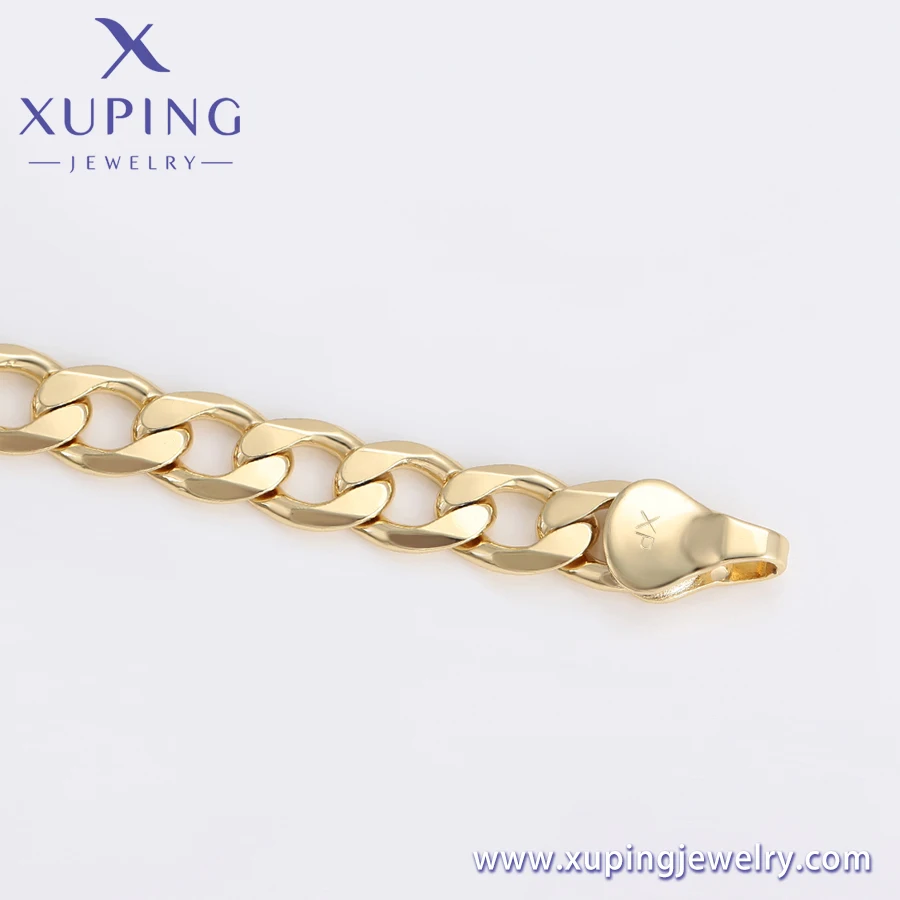Xuping  Jewelry Environmentally Friendly Copper 14k Gold Plated Cuban Chain Link Bracelet