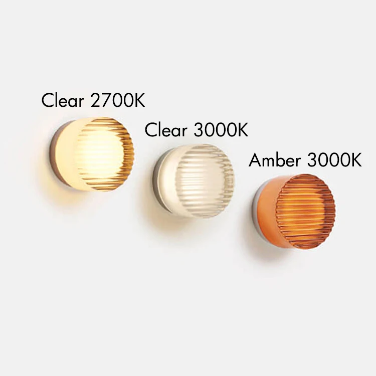 Nordic Modern Outdoor or Indoor bathroom IP65 waterproof corridor garden light round reeded glass LED wall lamp