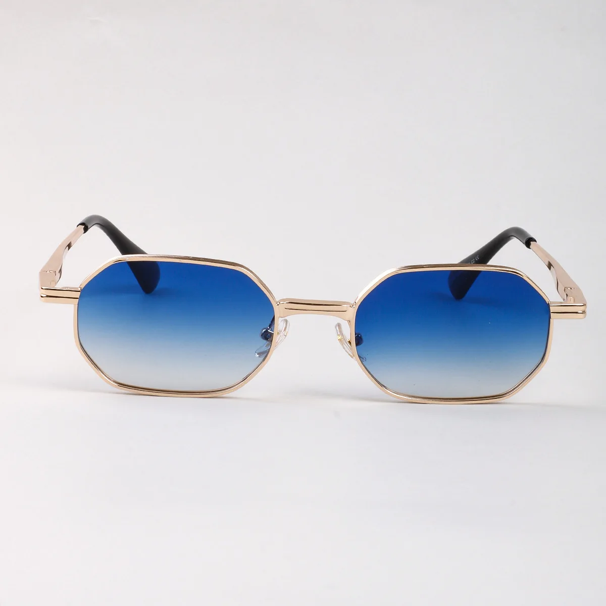 Square Polarized Sunglasses Small Hexagonal Polygon Shades Metal Frame Vintage Polygon Gold Wire Metal Frame Shades Square Trendy  main image 3