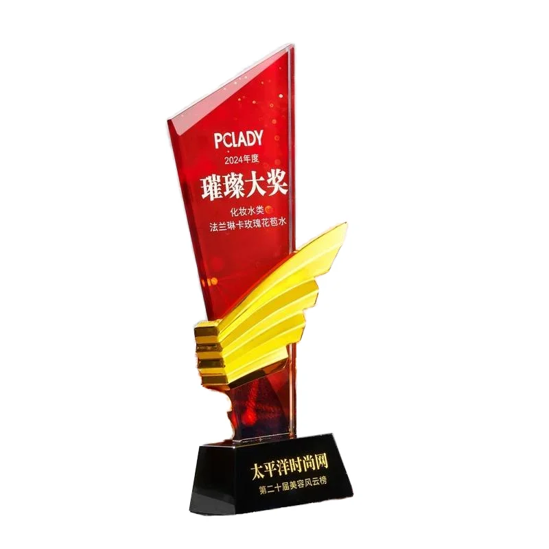 Small Bridge New Products Custom Shape K9 Glass Resin Award High Quality Gold Silver Bronze Plated Metal Star Crystal Trophy