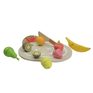 Unisex Multifunctional Wooden Kitchen Toys Educational Pretend Play Cutting Fruits and Vegetables