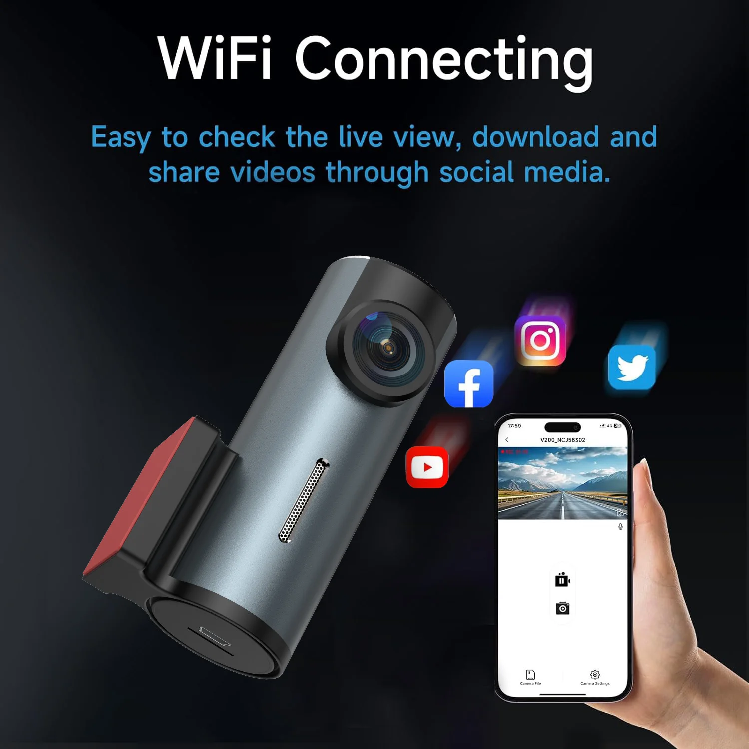E-Too WIFI App Control Vehicle Dashboard Car Camera FHD 1080P 360 Degree  Rotation Auto Cam Mini Dashboard Camera for Car Wifi