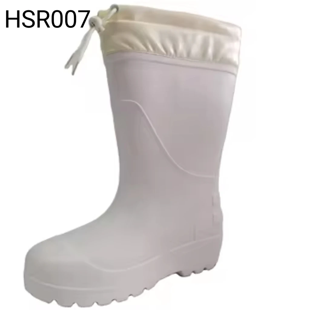 CXT, hvide regnstøvler af PVC med étdels-formning til havebrug, med snor til justering. Høje vandsko med uldforing – model HSR007