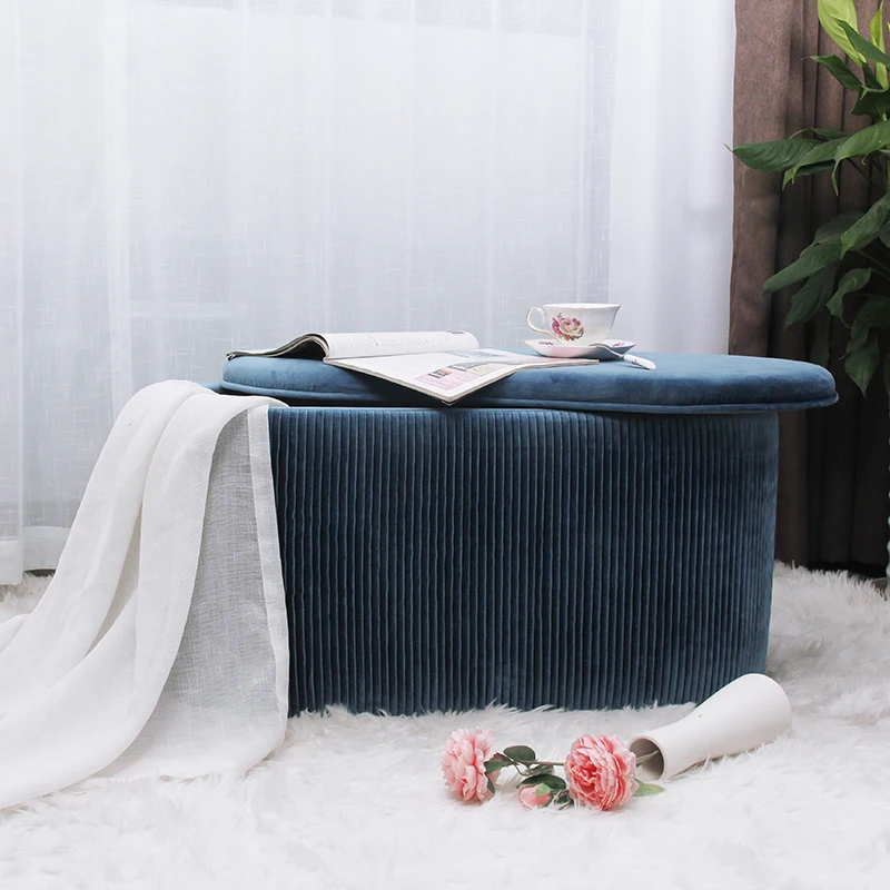 Customized Luxury High Quality Factory Wholesale Modern Home Bedroom Storage Velvet Ottoman Box Bench Seating