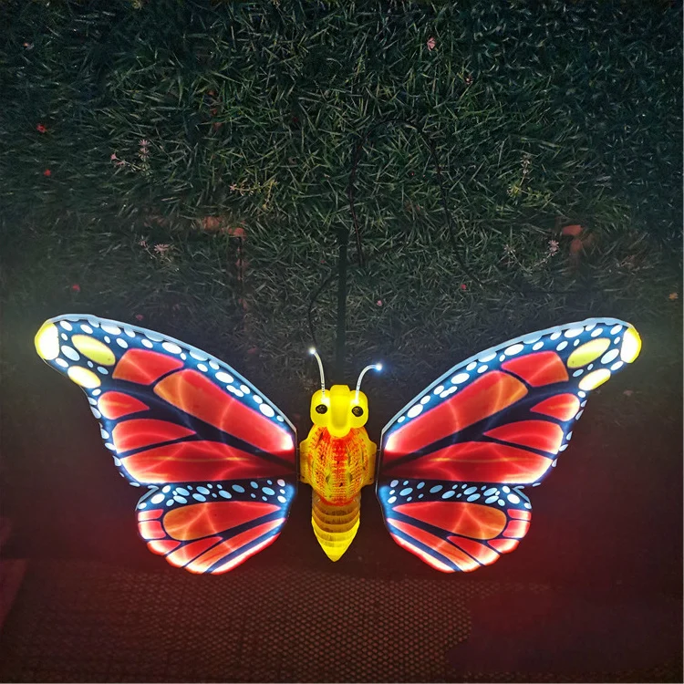 Dynamic Butterfly Lamp With Rgb Lighting & Solar Power - Outdoor